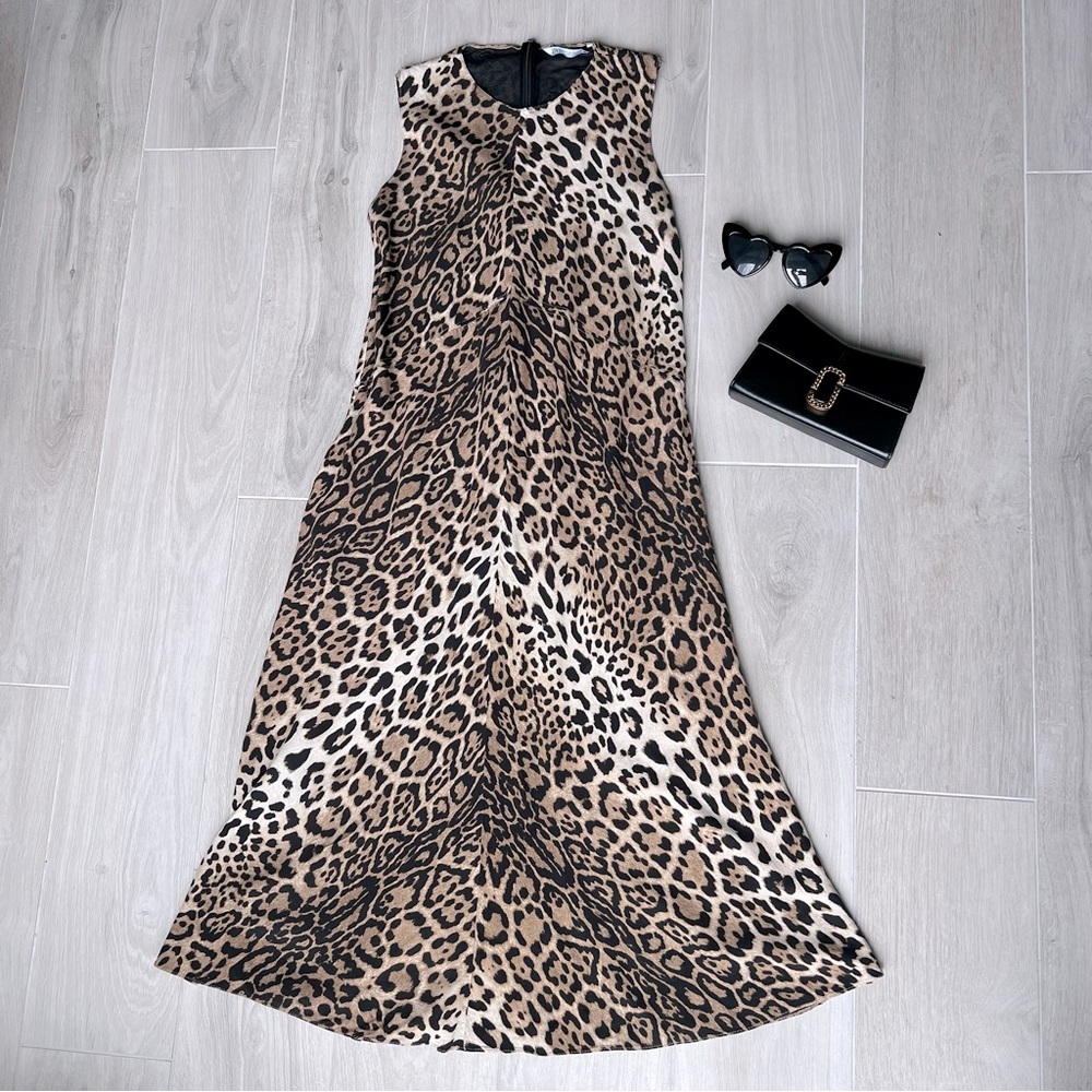 Zara Sleeveless Satin Effect Dress ZW Collection